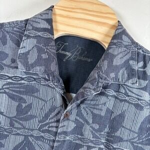 Tommy Bahama Hawaiian Silk Camp Shirt XL Gray on Gray Floral Tropical Vacation